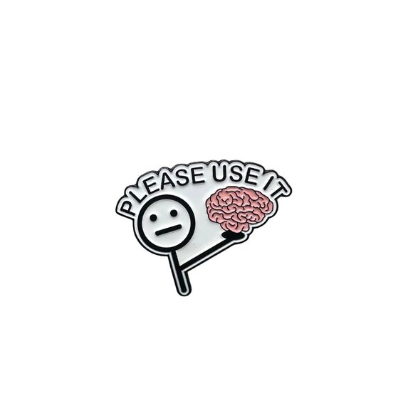⭐"Please Use It" Enamel Pin Broch With Brain Design  Fun & Thoughtful Accessory - Picture 2 of 5